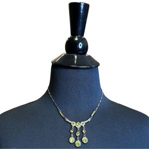Vintage Cookie Lee Necklace and Earring Set with Green Rhinestones
